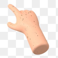 Finger-pointing hand png gesture, freckled skin, 3D illustration, transparent background