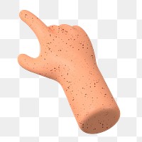 Finger-pointing hand png gesture, freckled skin, 3D illustration, transparent background