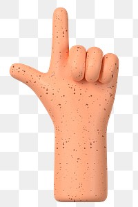 Finger-pointing hand png gesture, freckled skin, 3D illustration, transparent background