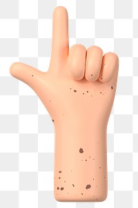 Finger-pointing hand png gesture, freckled skin, 3D illustration, transparent background