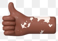 Thumbs up hand png gesture, vitiligo awareness, 3D illustration, transparent background