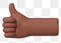 Black thumbs up png, hand gesture in 3D design, transparent background