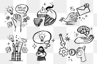 Business doodles png illustration sticker set, transparent background