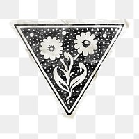 Flower badge png sticker, transparent background