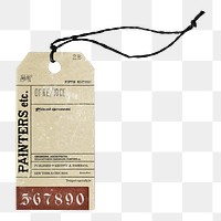 Vintage clothing label png sticker, transparent background