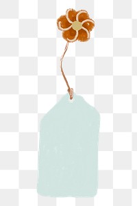 Paper tag png orange flower sticker, transparent background