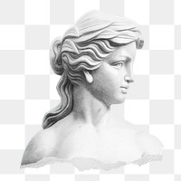 Greek goddess sculpture png sticker, transparent background