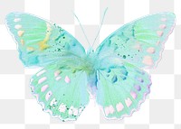 Blue aesthetic butterfly  png sticker, transparent background