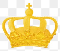 Gold crown png sticker, transparent background