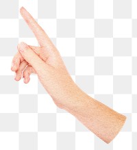 Finger-pointing hand png sticker, transparent background