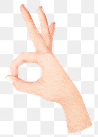 Okay hand png sticker, transparent background