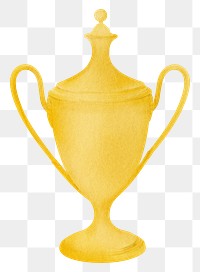 Gold trophy png sticker, transparent background