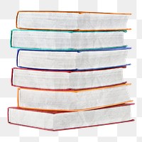 Stacked books png sticker, transparent background