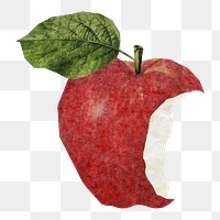 Bitten apple png sticker, transparent background