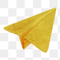 Yellow paper plane png sticker, transparent background