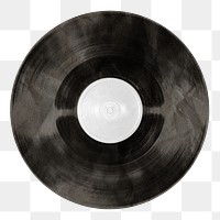 Black vinyl record png music sticker, transparent background