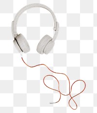 Wired headphones png music sticker, transparent background