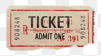 Vintage ticket paper png sticker, transparent background