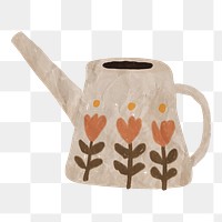 Floral watering can png sticker, transparent background