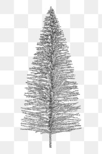 Silver Christmas tree png sticker, transparent background