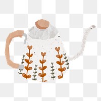 Floral kettle png sticker, transparent background