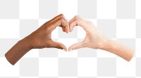 Diverse heart hands png sticker, transparent background