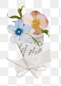 Flower bouquet png journal sticker, transparent background