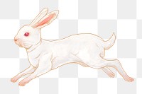 Jumping white rabbit png sticker, Chinese zodiac animal illustration, transparent background