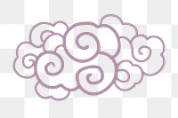 Purple oriental cloud png sticker, Chinese weather graphic, transparent background