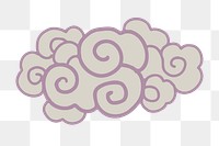 Purple cloud png sticker, traditional Chinese graphic, transparent background