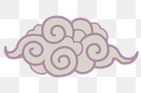 Purple cloud png sticker, traditional Chinese graphic, transparent background