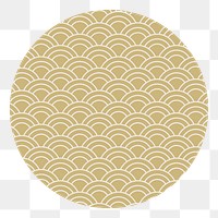 Chinese oriental patterned png badge, gold design, transparent background