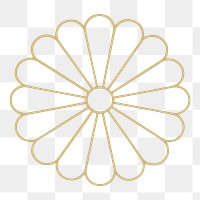 Gold Chinese flower png sticker, botanical graphic, transparent background
