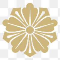 Gold Chinese flower png sticker, botanical graphic, transparent background