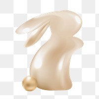 3D rabbit animal png sticker, rose-gold Easter celebration graphic, transparent background