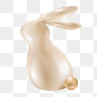 3D rabbit animal png sticker, rose-gold Easter celebration graphic, transparent background