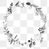 Vintage floral png frame, botanical design, transparent background