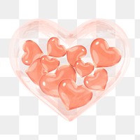 Peachy crystal heart png sticker, 3D Valentine's graphic, transparent background