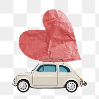 Heart on car png sticker, Valentine's Day graphic, transparent background