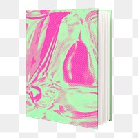 Book png neon pink and green cover sticker, transparent background