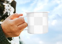 Enamel mug png mockup, transparent design