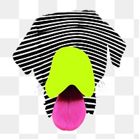 Striped dog head png sticker, abstract graphic, transparent background