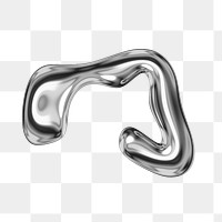 3D liquid metal shape png sticker, abstract graphic, transparent background