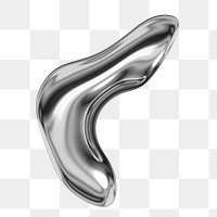 3D liquid metal shape png sticker, abstract graphic, transparent background