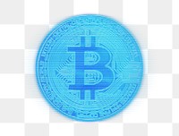 Blue bitcoin png digital currency, transparent background