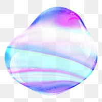 Abstract shape png iridescent bubble, transparent background