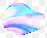 Abstract shape png holographic bubble, transparent background