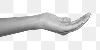 Empty palm png hand giving gesture element, transparent background
