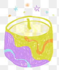 Scented candle png sticker, aromatherapy doodle, transparent background