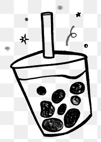 Bubble tea png sticker, cute drink doodle, transparent background